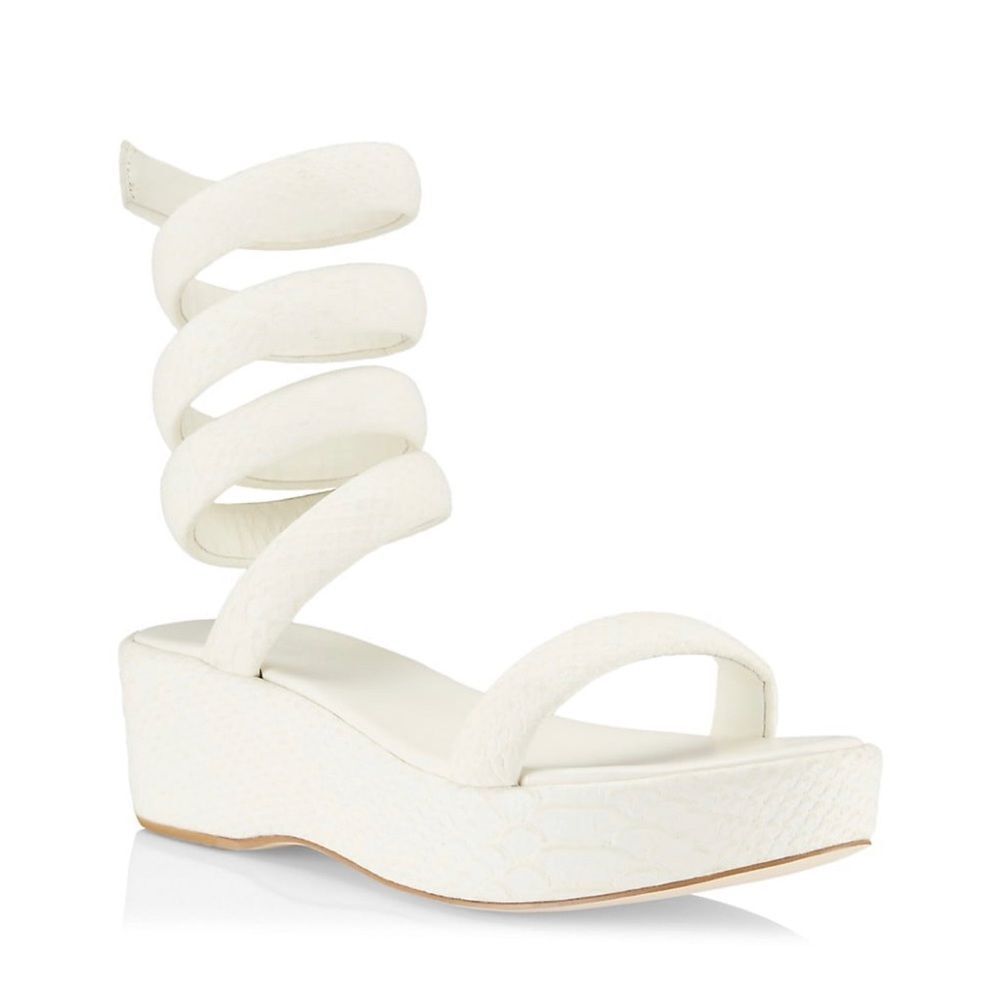 Cult Gaia Gabi Snake-Embossed Leather Wrap Sandals size 37
